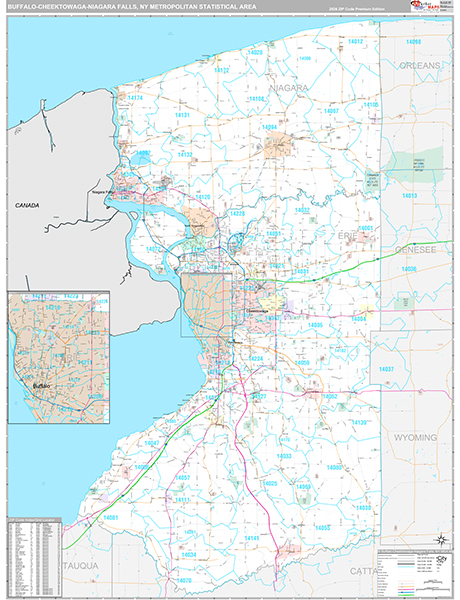 Buffalo-Cheektowaga-Niagara Falls Metro Area Wall Map